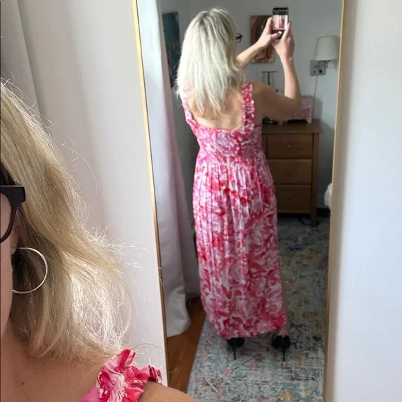 Calvin Klein Pink Floral Maxi Dress Size 8 - Picture 4 of 8